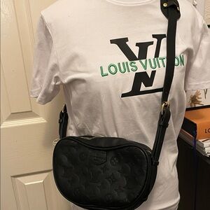 Black Monogram Crossbody Bag with Gold Hardware. Closet clearout no returns.